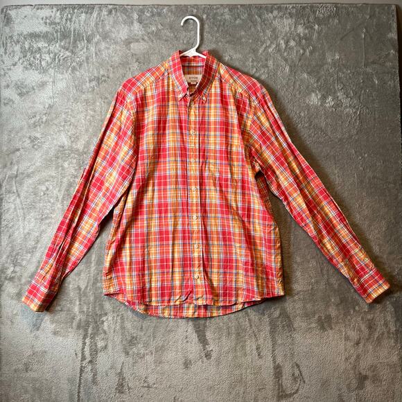 ETON Linen Blend Contemporary Button Down Plaid‎ Shirt Mens Size Large - Picture 1 of 7